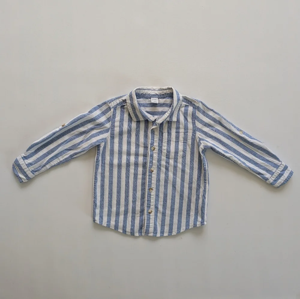 Old Navy Kids Blue and White Striped Button Down Shirt